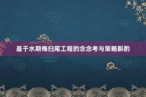 基于水期侮扫尾工程的念念考与策略斟酌